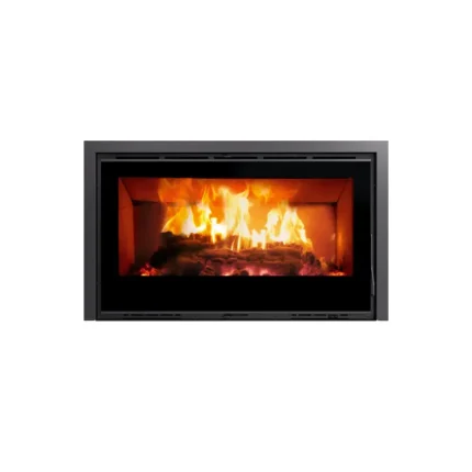 Chimenea cassette I-80 Modelo panorámico de 80 cm, disponible con dos ventiladores.