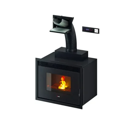 Insertable a pellet SATURNO 24kW, en acero negro